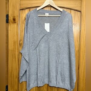 A New Day Gray V-Neck Women's Sweater 3X